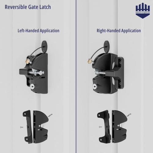 Key Lockable Two Sided Gate Latch for Wooden Fence with Pull Cord