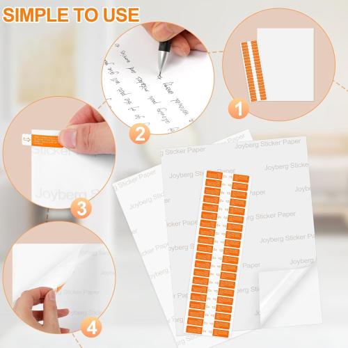 Printable Sticker Paper for Inkjet Printer, 300 Sheets 8.5 x11'' Matte Sticker Printer Paper Full Sheet Labels for Laser/Inkjet Printers, Letter Size