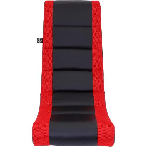 The Crew Furniture Classic Video Rocker Floor Gaming Chair, for Kids and Teens, PU Faux Leather & Polyester Mesh, Black/Red