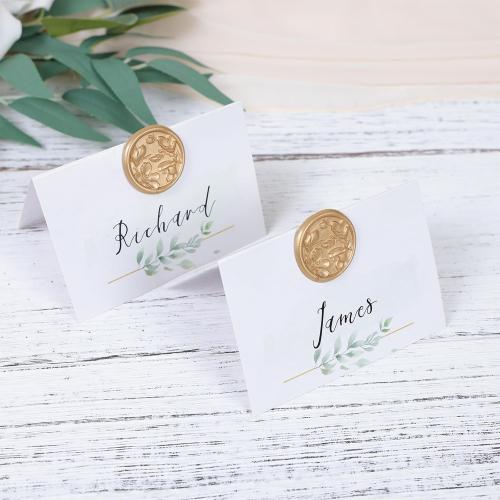 UNIQOOO Wax Seal Stickers - 3D Magnolia Wedding Invitation Envelope Botanical Seal Stickers, 50 Pcs Self- Adhesive Light Gold Stickers, Perfect for Invitation, Christmas, Gift Wrapping, Party