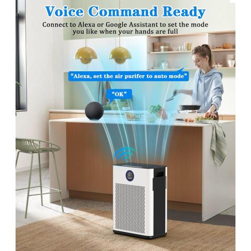Air Purifier,FRESHDEW Smart WiFi Air Purifiers for Home with H14 HEPA and Activated Carbon Filter, Removes 99.99% of Dust,Odors,Smoke,and Pet Hair Covers up to 2300 Sq.Ft, Quiet and Energy Efficient