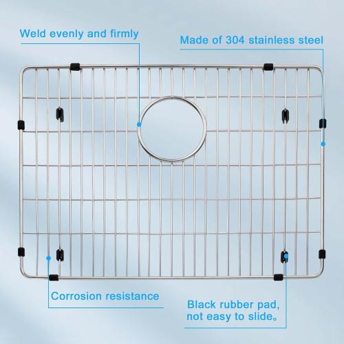 EBG1914 Stainless Steel Sink Grid and Protector, 19 x 14 With Rear Drain for Single Bowl Kitchen Sink Bottom