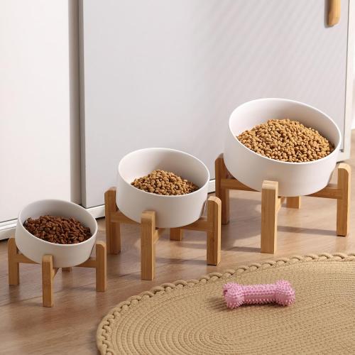 Petygooing White Raised/Elevated 15°Slanted Ceramic Dog Bowl for Small Breeds,Tilted Anti Slip Pet Feeding Bowl,Food Water Dish with Stand for Cats and Small Dogs Puppy 13.5 OZ (5.1In / 1.7 Cups)