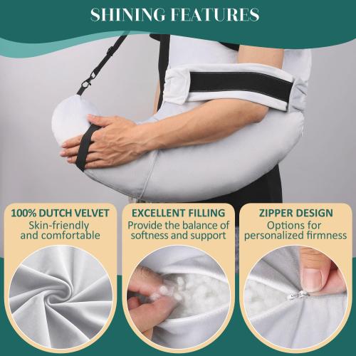 HARBOREST Shoulder Surgery Pillow with Straps & Pocket - Shoulder Pillow for Shoulder Pain, Rotator Cuff Pillow for Sitting, Relief Pillow (Light Grey)