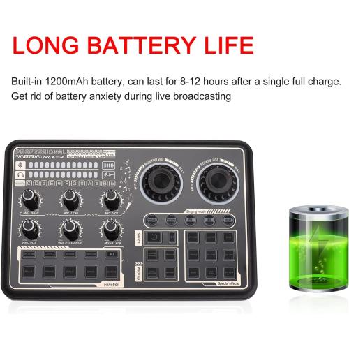 Sound Card, Mixing Sound Card,SK600 Multi-Function Digital Audio Mixer External Sound Card with BT Connection for Computer Smartphone Singing Recording Live Broadcast Gaming
