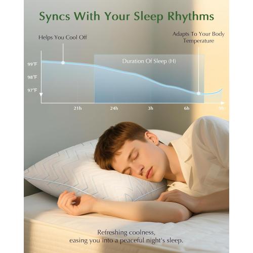 Cooling Pillows Queen Size Set of 2 - Luxury Hotel Collection Bed Pillows for Sleeping, Breathable Medium Firm Down Alternative Microfiber Filled Pillows for Back, Stomach Sleepers