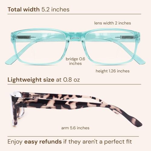 Gaoye Reading Glasses Blue Light Blocking, Spring Hinge Readers for Women Anti Glare Filter Lightweight Eyeglasses (5-Pack Mix Color 2, 2.75)