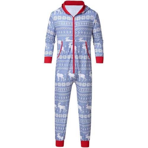 Men Hooded Fleece Pajamas Funny Graphic Loungewear 1-Piece Jumpsuit Sleepwear Homewear Romper