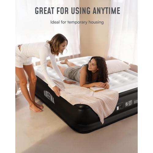 Airefina Air Mattress Queen with Built in Pump, 18 Raised Comfort Blow Up Mattress with Carrying Bag, Portable Inflatable Mattress for Guest Home, Air Bed Colchones Inflables 750 Lbs Max, 80*60*18 in