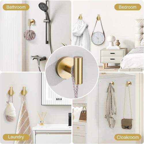 Brushed Gold Towel Bar Set 10 Pieces Bathroom Hardware Accessories Set Towel Rack Set for Bathroom SUS304 Stainless Steel Toilet Paper Holder Wall Mounted, 23.6 Inch