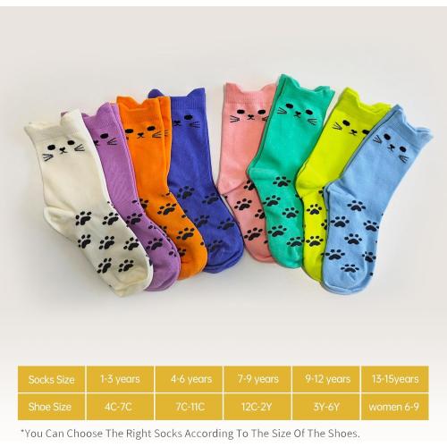 MINI PANDA 8 Pairs Girls' Novelty Socks,Cute Cat and Panda Crew Socks