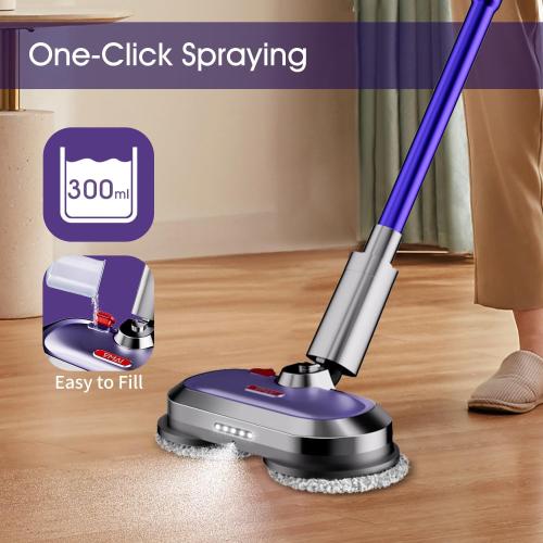 VMAI Electric Mop with Detachable Battery & 300ml Water Tank | Spin Mop with LED Headlight and Sprayer, for Hardwood, Tile, Laminate Floor, <50dB Working Noise