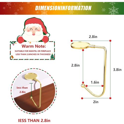 Christmas Stocking Holders for Mantle, Upgrade Non-Slip Christmas Safety Stocking Holder Mantle Hooks Hanger Grip for Party Decoration(Gold-4P)