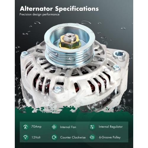 SCITOO Alternator Fit for Honda for Civic 2001-2005 1.7L & for Acura EL 2001-2005 1.7L - 12V 70 Amp CCW 6-Groove Pulley, Replace OE 13893 AMT0125 A5TA7091 31100-PLM-A01 AFGA51 AHGA50 400-48035