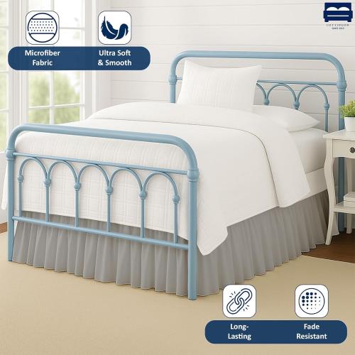 Ruffled Bed Skirt with Split Corners-Dust Ruffle - 21 Drop 100% Microfiber Soft,Sheen & Luxurious Look - Bed Skirts (Light Grey -Twin)