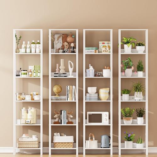 VIMBER 6 Tier Bookshelf with Anti-Fall Baffle, Tall 64.79 Bookcase with DIY Shelves, Industrial Book Shelf Storage Organizer, Display Free Standing Shelf Unit for Bedroom, Living Room, Office, White