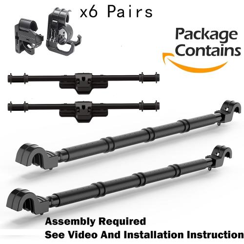 LITTLEMOLE Vehicle Fishing Rod Holder, 6 Rod Capacity, Heavy Duty Adjustable 34-57 Inch, Car Fishing Pole Roof Rack for Trucks SUVs Wagons Vans