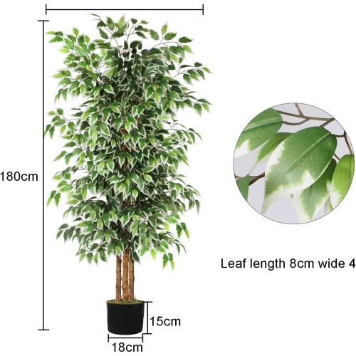 GTIDEA 6ft Artificial Tree Ficus, Tall Faux Trees Indoor with Natural Trunk and Fake Silk Tree Fake Plants for Home Spring Decor Living Room Outdoor Balcony House Office (Included Dried Moss)