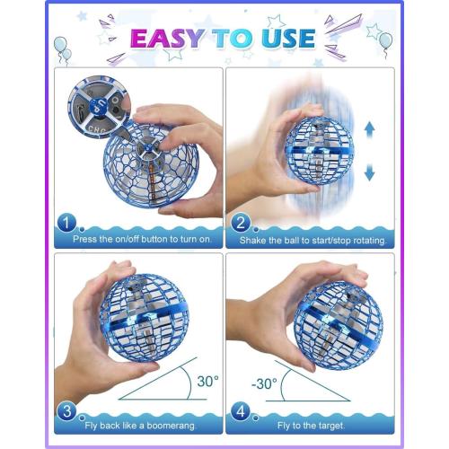 2 Pcs Flying Orb Ball Toys(Blue Red) Soaring Hover Spinner Hand Controlled Mini Drone for Kids Adults Outdoor Indoor