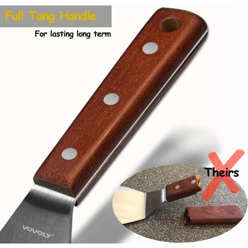 Professional Metal Spatula for Cast Iron Skillets and Flat Top Grills, Full Tang Wooden Handle,1.8mm Thick Stainless Steel Blade, Smash Burger Spatula Turner for Flipper, Cooking, BBQ, 4.7 x 2.7 Inch