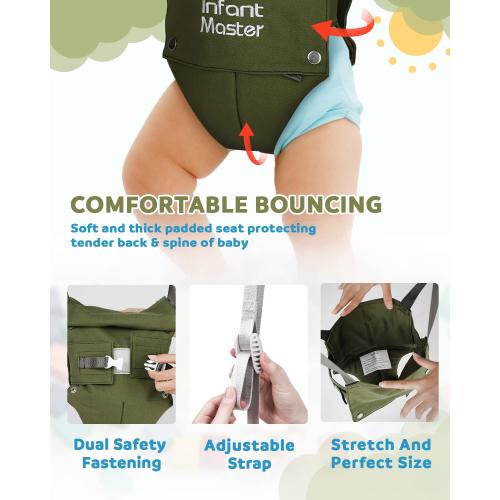 Master Baby Doorway Jumper - Sturdy with Adjustable Strap, Soft Johnny Bouncer Seat, Ideal Gift for Infant, Free Installation, Green