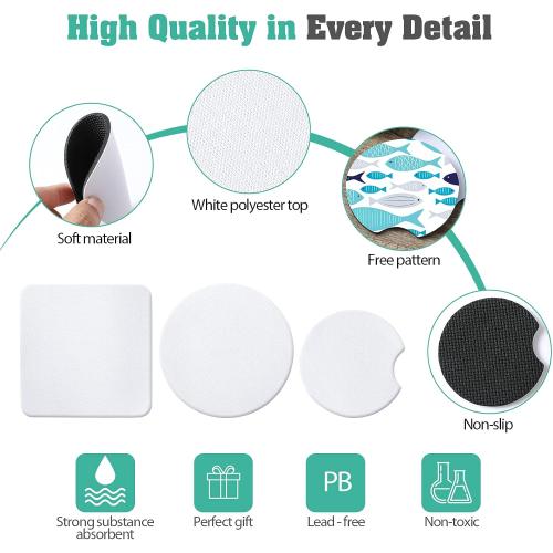 100 Pieces Sublimation Blank Cup Coasters Bulk Square Blank Cup Mat Rubber for Sublimation Transfer Heat Press Printing DIY Crafts 3.93 x 3.93 Inch