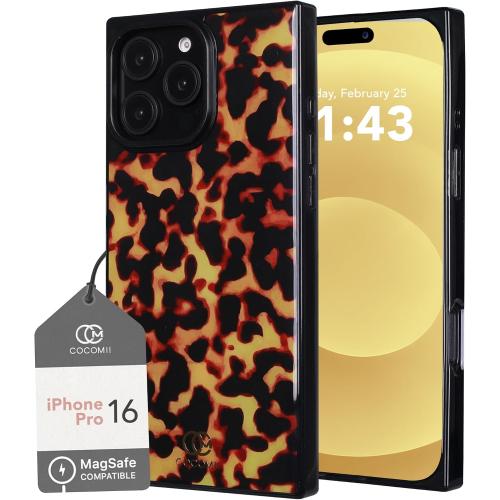 Cocomii - Rectangle Case Compatible with iPhone 16 Pro - Compatible with MagSafe, Tortoiseshell Pattern, Animal Print, Glossy, Magnetic Phone Case for iPhone 16 Pro 6.3 inch, Black/Amber