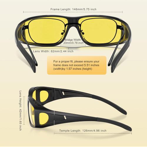 Night Vision Glasses for Driving Anti-Glare Fit-Over Eyewear Night Driving Glasses for Men/Women