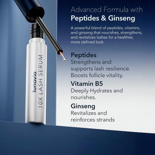 10X Lash Serum - Eyelash Serum with Peptide & Botanical Lash Conditioner for Healthier, Stronger-Looking Lashes - Nourishing Lash Serum with Ginseng Extract for Daily Lash Care