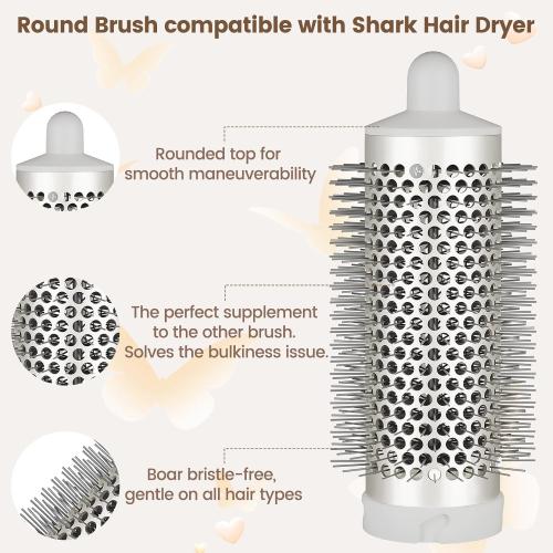Round Brush Attachment for Shark SpeedStyle, for Shark Speed Style Pro/Pro Flex Hair Dryer, Round Volumizing Brush Accessories for Smooth Adds Volume Curls for Long Hair
