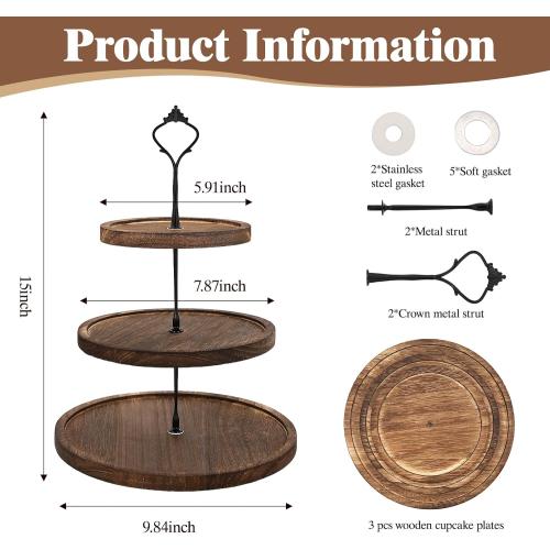 3 Tier Serving Tray - Versatile 3 Tiered Tray Stand, for Home Tea Party, Wedding, Farmhouse and Kitchen Decor, Tea Party Decor, Multiple Uses, Stable and Durable