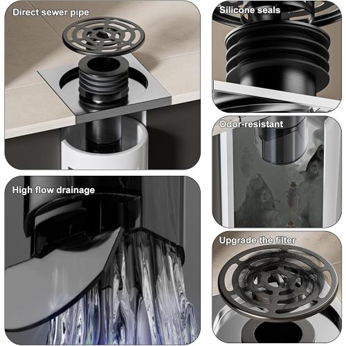 Shower Drain Floor Drain Backflow Preventer - Magnetic Closure Valve Variable Diameter Gasket 304 Stainless Steel Odor-Resistant Shower Drain Plug，for 1.77''-3.5''ID Pipes
