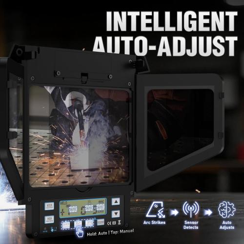 YESWELDER Intelligent Auto-Adjustment Auto-Darkening Welding Helmet, 180° Panoramic View, True Color 1/1/1/1, Internal Digital Display, Wide Shade 3/4-8/9-14, for MIG/TIG/Stick/Tack/Grind/Cut