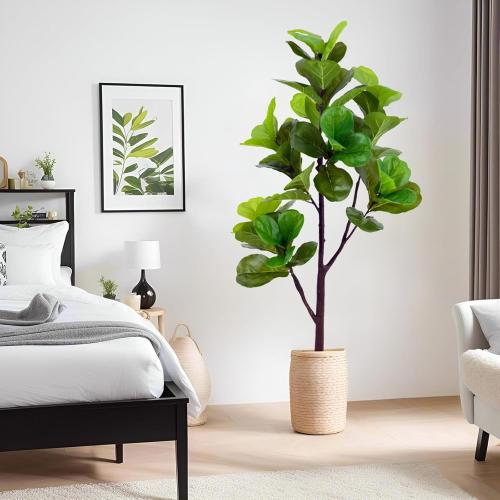 3ft Artificial Fiddle Leaf Fig Tree,Lifelike Indoor Faux Plant with Adjustable Branches,Easy Assembly,and Low Maintenance for Home and Office Decor
