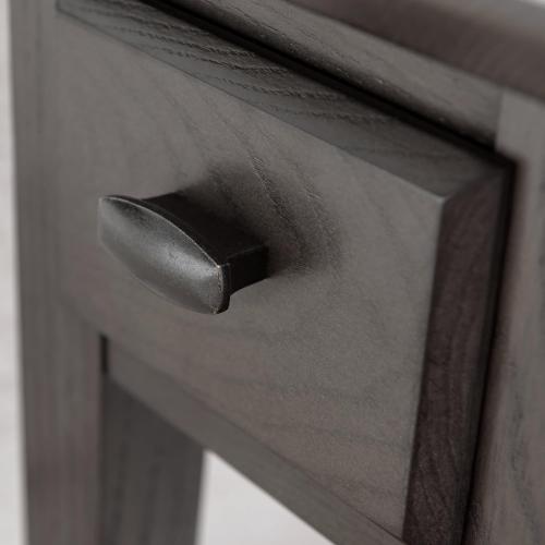 Leick Home 10071-GR One Drawer Chairside/Recliner End Table with Shelf, Smoke Gray