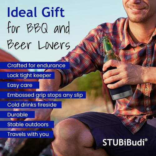 OAKMANN Stainless Steel Beer Cooler With Bottle Opener, Vacuum Insulated Can Cooler 12 oz for Bottles Cans, 4-in-1 Universal Insulator Coozy for Bottles Cans, Best Beer Gifts for Men (Black)