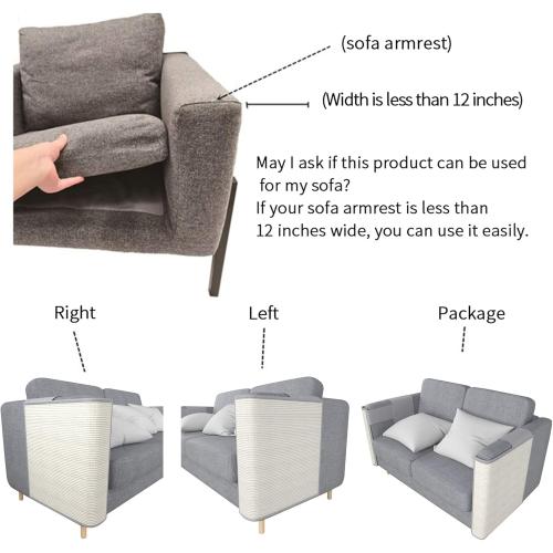 Grey 50x60x14CM Cat Scratcher Couch- Natural Sisal Furniture Protection from Cats - Corner cat Scratcher for Couch,Chair,Sofa - Easy Installation