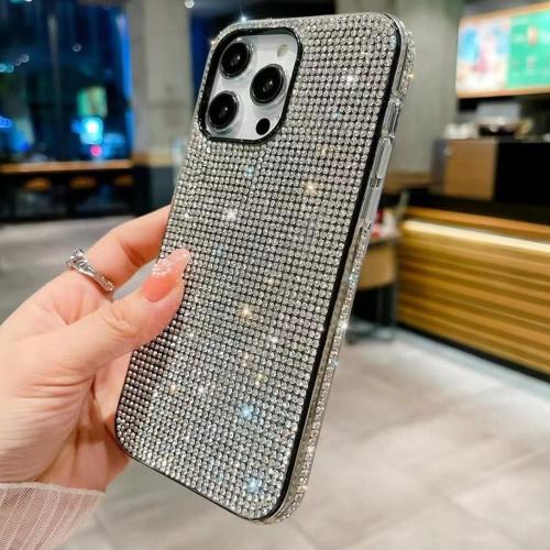Casechics Compatible with iPhone Case,Crystal Glitter Diamond Protection Bling Sparkle Rhinestone Soft Shockproof Cover Phone Case (White,iPhone 13 Pro Max)