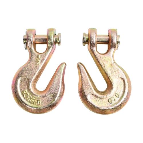 1/2 Inch 2Pcs Clevis Grab Hooks Grade 70 Chain Hook 12000 Lbs Working Load Limit for Trailer Truck Transport, Yellow Zinc Finish
