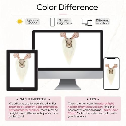 Color White REECHO Real Human Hair Topper, 10 inch Women Hair Toppers for Thinning Hair, 100 Percent Human Hair Large Coverage Natural Hairpiece Wiglet, Swiss Base 4.5x3.5, Yellow White