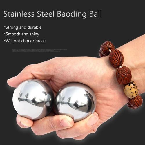 Stainless Steel Baoding Balls Set,1.57 Inches Chinese Health Balls, Metal Stress Relief Hand Massage Balls No Chime for Hand Exercise, Hands Therapy