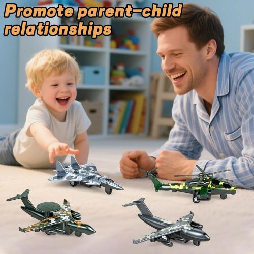 4 Pack Diecast Airplane Toys, Alloy Army Aircraft Plane Model Toys Camouflage Military Fighter Jet Helicopter Toy Pull Back Kids Play Vehicles for 3 4 5 6 7-9 Years Old Boys Girls Gift