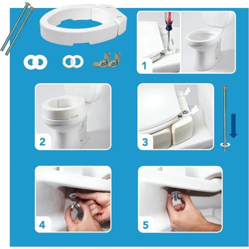 Carex Health Brands Hinged Elongated Toilet Seat Riser, Adds 3.5 Inches of Height to Toilet, 300 Pound Weight Capacity, Raised Toilet Seat, White (FGB32100 0000)