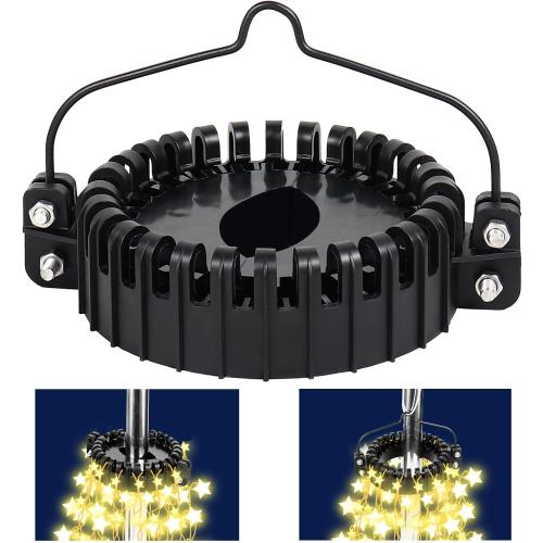 Christmas Tree Flag Pole Mega Topper Light Hook, 2-in-1 Flagpole Lights Hook Christmas Tree Light Kit for Hanging Strings & Xmas Patio Yard Party Decoration with Rope Hook