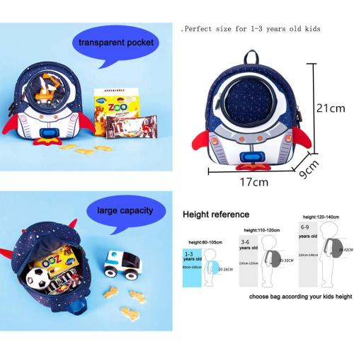 JiePai Rocket Toddler Kids Backpack with Harness Leash for Boys Girls Age 1-3