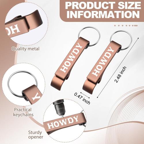 Junkin 30 Pcs Western Cowboy Party Favors Howdy Metal Bottle Opener Keychain Bulk Western Cowgirl Theme Favors for Wild West Derby Last Rodeo Bar Birthday Wedding Bridal Shower Gift Souvenirs (Brown)