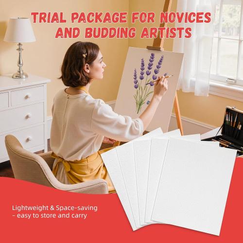 Simetufy 16 x 20 inch 5 Pack Canvas Panels Large Painting Canvas Boards - Gesso Primed Acid-Free 100% Cotton for Acrylics Oil Watercolor Tempera Paint