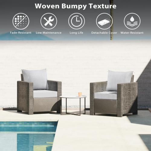 Sundale Outdoor Olefin Deep Seat Cushion, Patio Chair Cushion and Pillow, Water-Resistant Sectional Sofa Pad with Straps Light Gray, 23 x 26 x 6 Inches