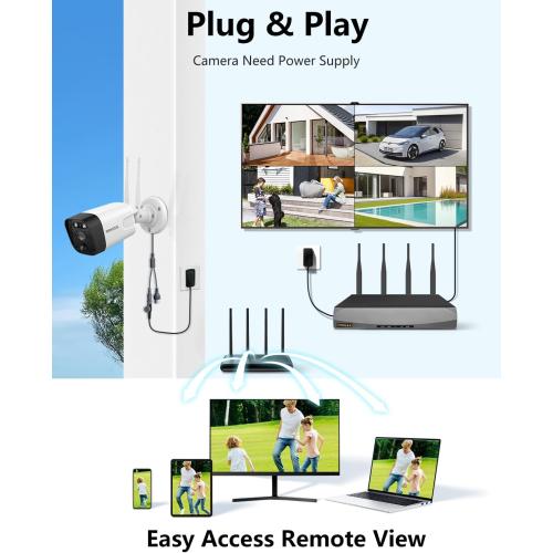 2-Way Audio & PIR Detection Dual Antennas Outdoor Wireless Security Camera System 5.5MP Wi-Fi Video Surveillance DVR Recorder System