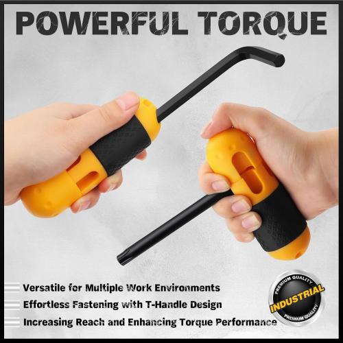 ELEAD Hex Key Allen Wrench Set: 41-Piece Hex and Torx Key Set with Torque Handle, Standard SAE(0.028-3/8) & Metric(0.7mm-10mm) & Torx(T9-T50) in Storage Case, Heat Treated Chrome Vanadium Steel